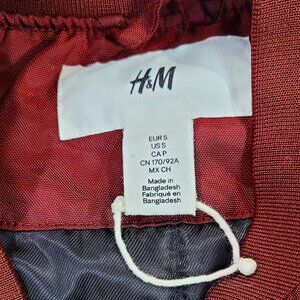 Red Burgundy bomber style jacket with zipper accents size S great condition